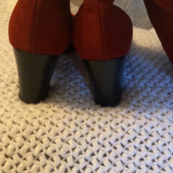 Vintage Suede Heeled Boots-Burgundy-Women’s Size 6.5 - Picture 5 of 7
